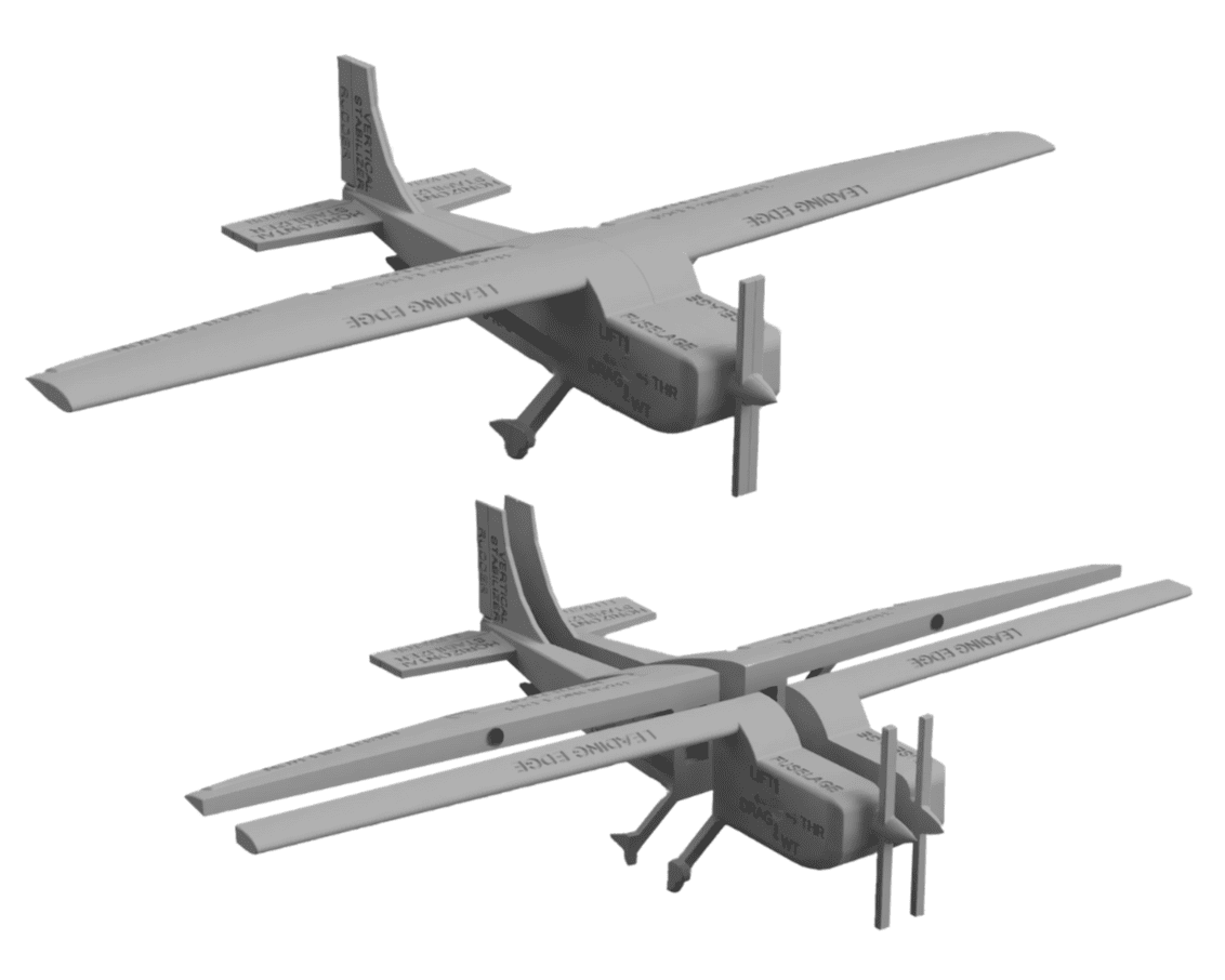 SkyTrainer modular aircraft shown in a high-wing configuration